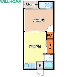 城東マンション 1DKの間取図画像