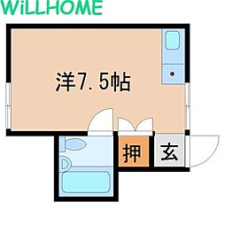 ブルースカイ ワンルームの間取図画像