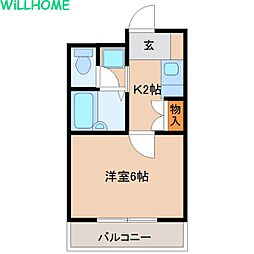 シャルマンフジ和歌山拾弐番館 1Kの間取図画像