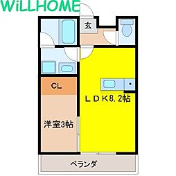 エクストリーム西小二里 1LDKの間取図画像