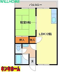 コスモスコーポ 1LDKの間取図画像