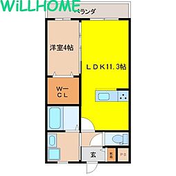 グランツみなと 1LDKの間取図画像