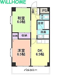エクセル2 2DKの間取図画像