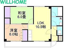 下川マンション 2LDKの間取図画像