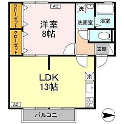 セジュールMG3 1LDKの間取図画像