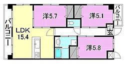 アルカサール道後 3LDKの間取図画像