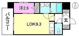 アステリア萱町 1LDKの間取図画像
