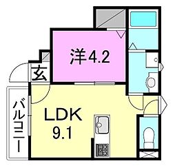 CasaPacificaParkSideEast 1LDKの間取図画像
