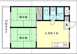 コーポ今村 2LDKの間取図画像