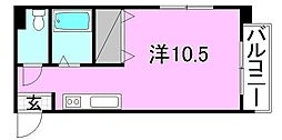 サンシャイン三洋 ワンルームの間取図画像