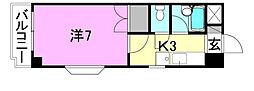 フレクション松山東石井 1Kの間取図画像
