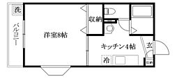 カレンハイツ 1Kの間取図画像