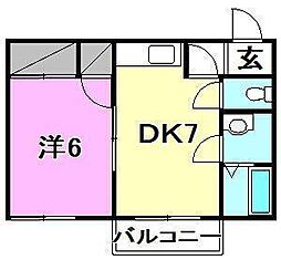 メゾン・クレセント 1DKの間取図画像