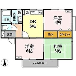 サザンコーポラス3 3DKの間取図画像