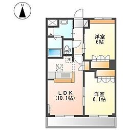 サンライズ・M 2LDKの間取図画像