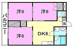 ベルメゾン冨岡 3DKの間取図画像