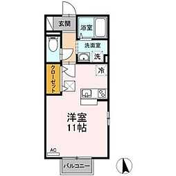 ラカーサ持田 ワンルームの間取図画像