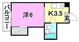 峰ハイツ 1Kの間取図画像