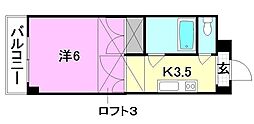 サンフィールド21 1Kの間取図画像