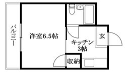 御宝ハイツ 1Kの間取図画像