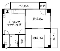 メロディーハイツ久万の台 2DKの間取図画像