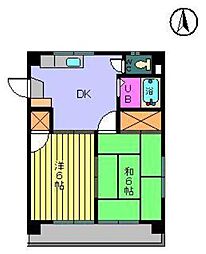シャトー鶴原 2DKの間取図画像