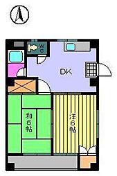 ハイツ浜 2DKの間取図画像
