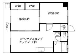 グレース北斎院 2LDKの間取図画像