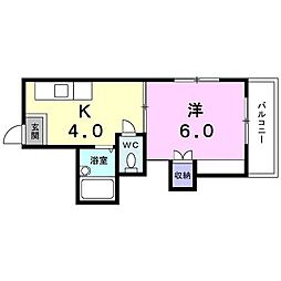 オックスフォードサーカスクワバラ3 1Kの間取図画像