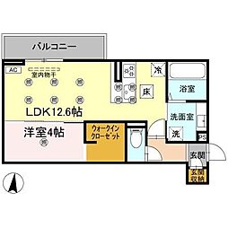 クランツ北井門 1LDKの間取図画像