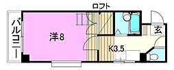 サンフィールド21 1Kの間取図画像