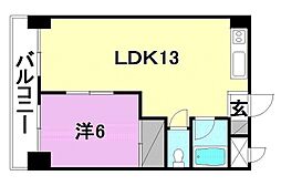 ウエストビル松山 1LDKの間取図画像