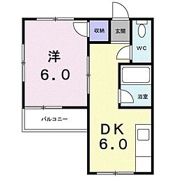 オックスフォードサーカスクワバラ3 1DKの間取図画像