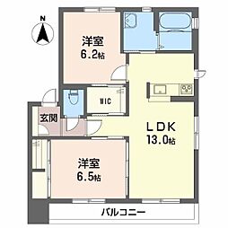 ハーミテージA 2LDKの間取図画像