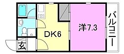 アルファ・ネクスト三番町 1DKの間取図画像