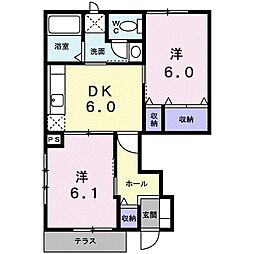 プリムローズ 2DKの間取図画像