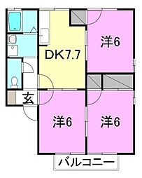 カーサ・マリエールC 3DKの間取図画像