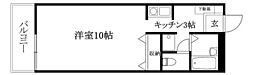 フォブール山田 1Kの間取図画像