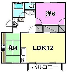 レーベンイケダ土居田1 2LDKの間取図画像
