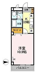 リビングアレイ・K 1Kの間取図画像