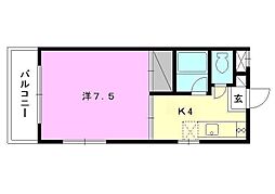 リバーサイドナカムラ 1Kの間取図画像