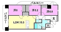 ブライムタワー古川 3LDKの間取図画像