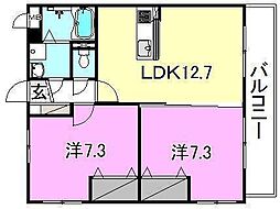 ルミナスローズ 2LDKの間取図画像