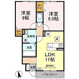 マロン・スクエアA 2LDKの間取図画像