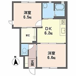 モダンヴィレッジA 2DKの間取図画像