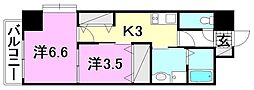 ライフコート千舟 2Kの間取図画像