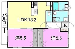ソレイユ 2LDKの間取図画像