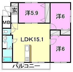 ブライムサンライト 3LDKの間取図画像