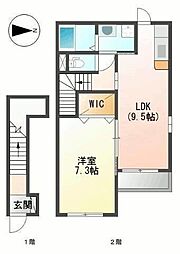 グランディールN 1LDKの間取図画像