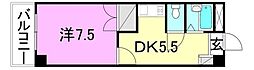 グランピア福音寺 1DKの間取図画像
